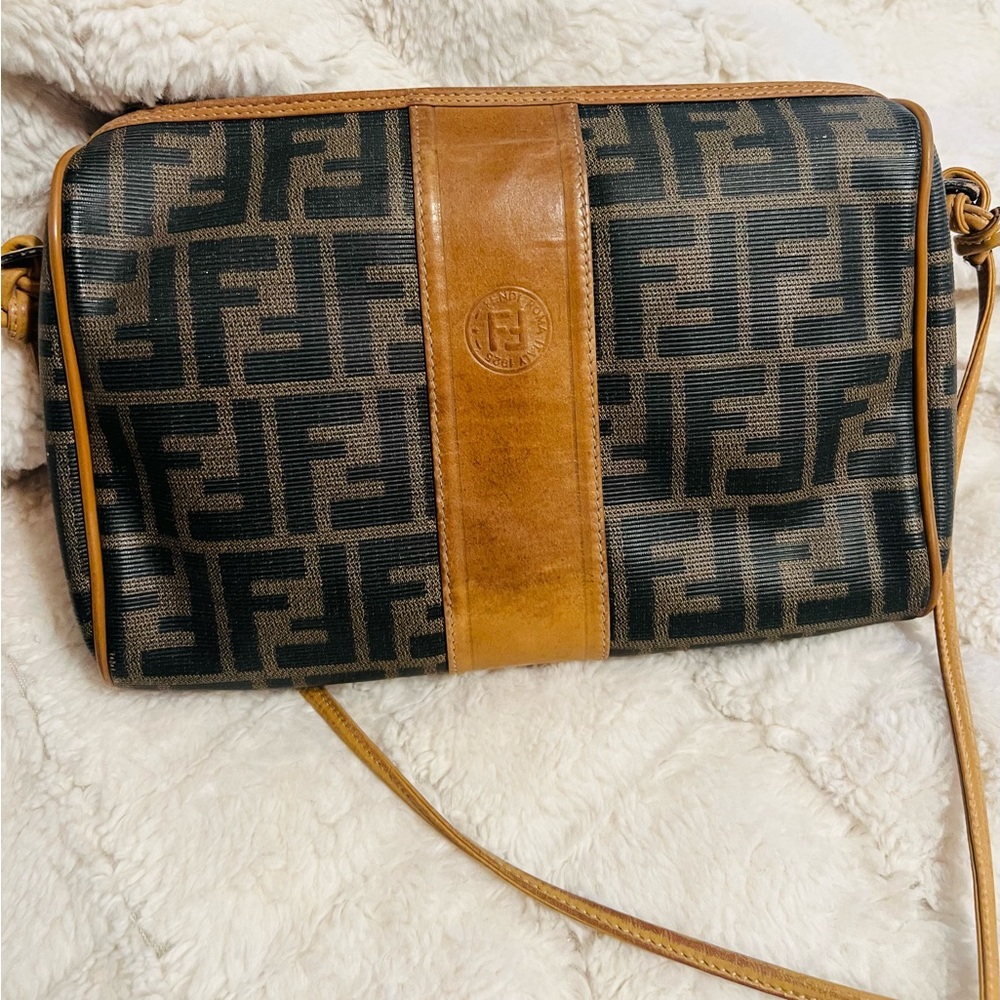Fendi Black and Tan Crossbody Bag
